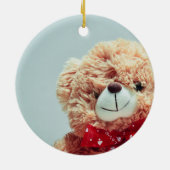 Teddy Bear mit einem Roten Bow Keramik Ornament (Hinten)