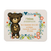 Teddy Bear mit Extravagantem Florals Baby Birth Magnet (Horizontal)