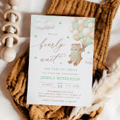 Teddy Bear mit Green Balloons Babydusche Einladung