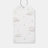 Teddy Bear mit Green Balloons Babydusche Geschenkanhänger (Rückseite)