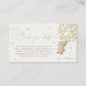 Teddy Bear mit Green Balloons Buchanfrage Begleitkarte (Vorderseite)