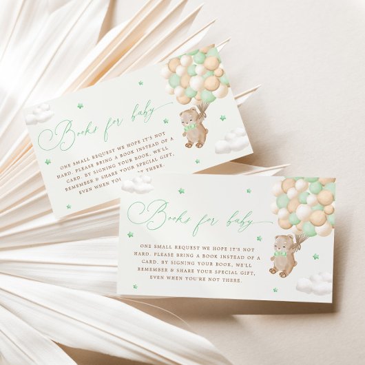 Teddy Bear mit Green Balloons Buchanfrage Begleitkarte