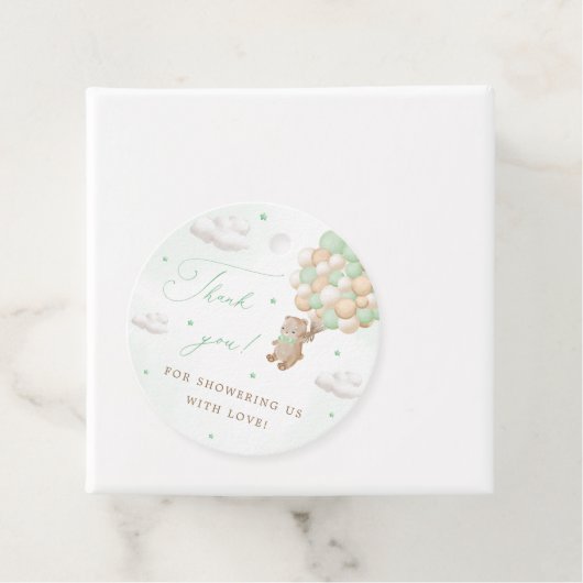 Teddy Bear mit grünen Balloons Vielen Dank Geschenkanhänger (Beispiel)