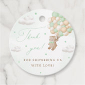 Teddy Bear mit grünen Balloons Vielen Dank Geschenkanhänger (Vorderseite)