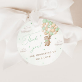 Teddy Bear mit grünen Balloons Vielen Dank Geschenkanhänger