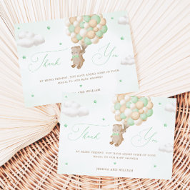 Teddy Bear mit grünen Balloons Vielen Dank Karte