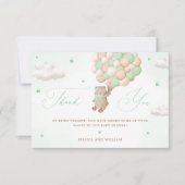 Teddy Bear mit grünen Balloons Vielen Dank Karte (Vorderseite)