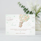 Teddy Bear mit grünen Balloons Vielen Dank Karte (Stehend Vorderseite)