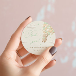 Teddy Bear mit grünen Balloons Vielen Dank Runder Aufkleber