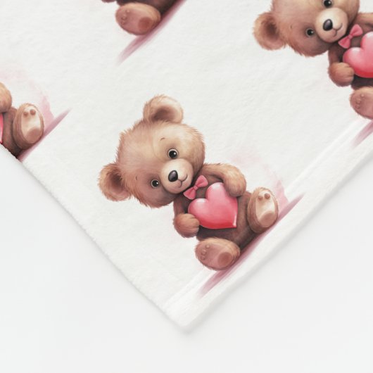 Teddy Bear mit Herz Fleecedecke (Ecke)