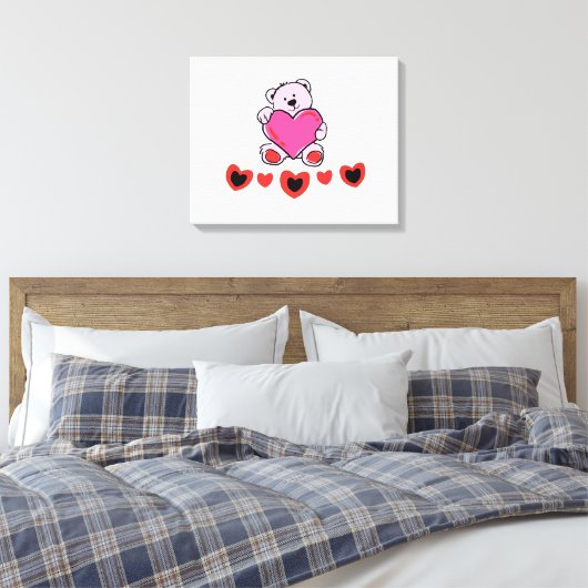 Teddy Bear mit Herz Leinwanddruck (Insitu (Schlafzimmer))