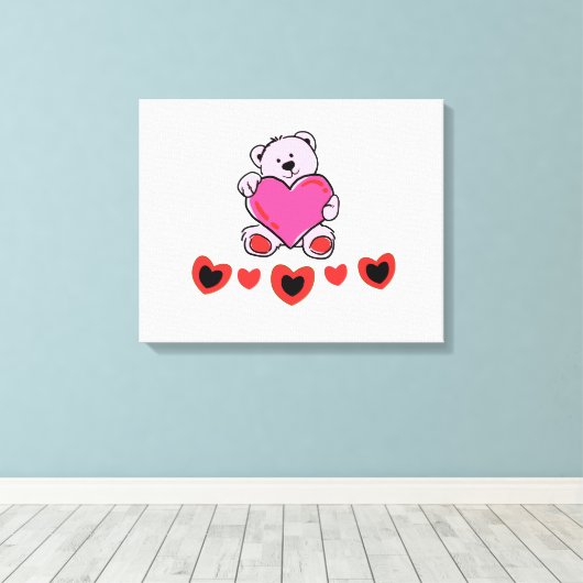 Teddy Bear mit Herz Leinwanddruck (Insitu (Holzboden))