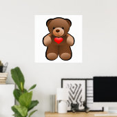Teddy Bear mit Herz Zeichnend Poster (Heimbüro)