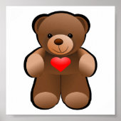 Teddy Bear mit Herz Zeichnend Poster (Vorne)