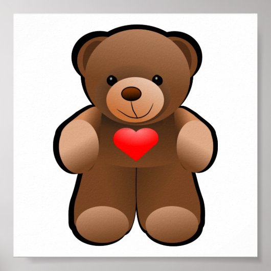 Teddy Bear mit Herz Zeichnend Poster (Vorne)