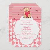 Teddy Bear mit Herzeinladung Einladung (Vorne/Hinten)