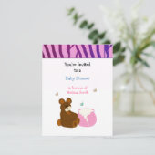 Teddy Bear mit Honey Pot Baby Shower Einladung (Stehend Vorderseite)
