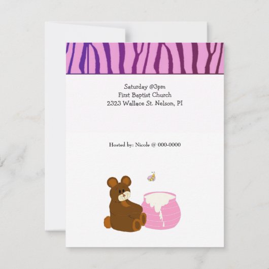 Teddy Bear mit Honey Pot Baby Shower Einladung (Rückseite)