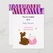 Teddy Bear mit Honey Pot Baby Shower Einladung (Vorne/Hinten)