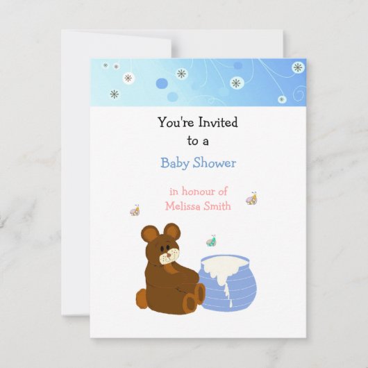 Teddy Bear mit Honey Pot Baby Shower Einladung (Vorderseite)