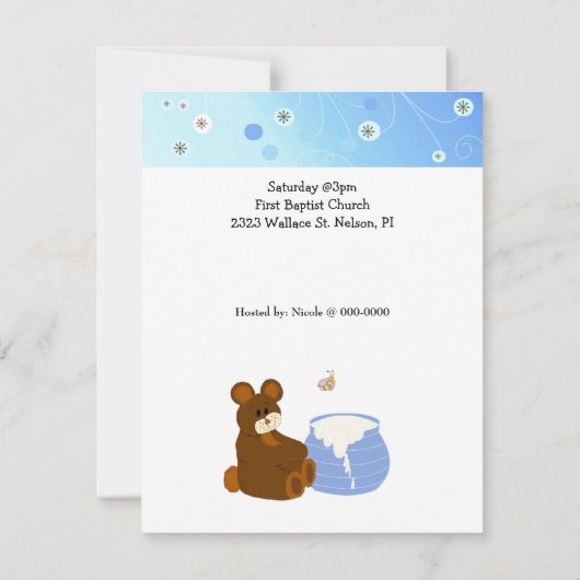 Teddy Bear mit Honey Pot Baby Shower Einladung (Rückseite)