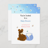 Teddy Bear mit Honey Pot Baby Shower Einladung (Vorne/Hinten)