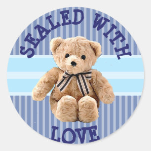 Teddy Bear mit Liebe-Aufkleber versiegelt Runder Aufkleber