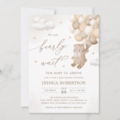 Teddy Bear mit Neutral Balloons Babydusche Einladung (Vorderseite)