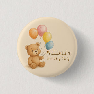 Teddy Bear mit Pastellballons Round Button