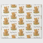 Teddy Bear mit Personalisierten Blume - Geburtstag Geschenkpapier (Flach)