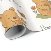 Teddy Bear mit Personalisierten Blume - Geburtstag Geschenkpapier (Rolleneckpunkt)