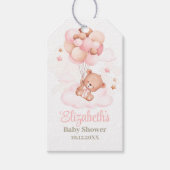 Teddy Bear mit Pink Balloon Baby Dusche Geschenkanhänger (Vorderseite)