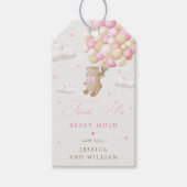 Teddy Bear mit Pink Balloons Babydusche Geschenkanhänger (Vorderseite)