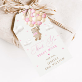 Teddy Bear mit Pink Balloons Babydusche Geschenkanhänger
