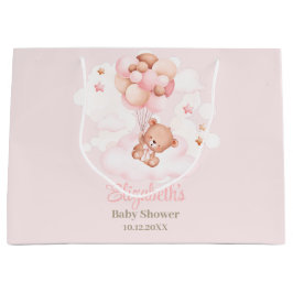 Teddy Bear mit Pink Balloons Babydusche Große Geschenktüte