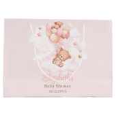 Teddy Bear mit Pink Balloons Babydusche Große Geschenktüte (Rückseite)