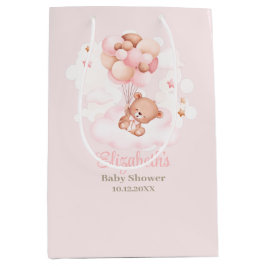 Teddy Bear mit Pink Balloons Babydusche Mittlere Geschenktüte
