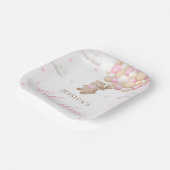 Teddy Bear mit Pink Balloons Babydusche Pappteller (Gewinkelt)