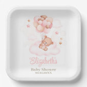 Teddy Bear mit Pink Balloons Babydusche Pappteller (Vorderseite)
