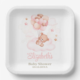Teddy Bear mit Pink Balloons Babydusche Pappteller