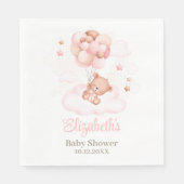 Teddy Bear mit Pink Balloons Babydusche Serviette (Vorderseite)