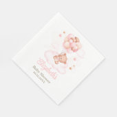 Teddy Bear mit Pink Balloons Babydusche Serviette (Ecke)