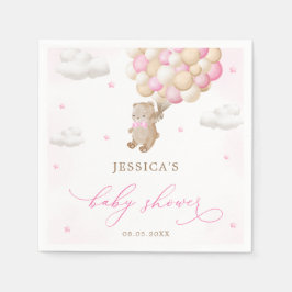 Teddy Bear mit Pink Balloons Babydusche Serviette