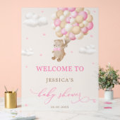 Teddy Bear mit Pink Balloons Babydusche Willkommen Acrylschild (Hochzeit)