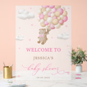 Teddy Bear mit Pink Balloons Babydusche Willkommen Acrylschild (Hochzeit)