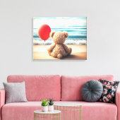 Teddy Bear mit Red Balloon Leinwanddruck (Insitu (Wohnzimmer))