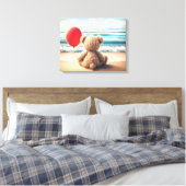 Teddy Bear mit Red Balloon Leinwanddruck (Insitu (Schlafzimmer))