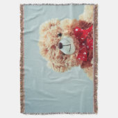 Teddy Bear mit Red Bow Throw Blanket Decke (Vorderseite Vertikal)
