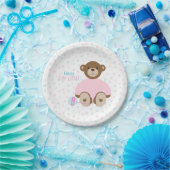 Teddy Bear mit rosa Babydusche und Papierplatte Pappteller (Party)