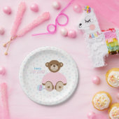 Teddy Bear mit rosa Babydusche und Papierplatte Pappteller (Party)